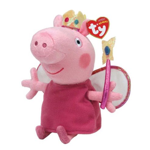Image of Peppa Pig Princess Peppa Beanie Baby, Plush Toys (approximately 6" Tall)