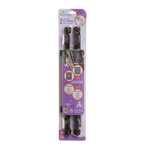 Image of Dreambaby Adjustable Car Shades Zebras And Tigers Pack Of 2