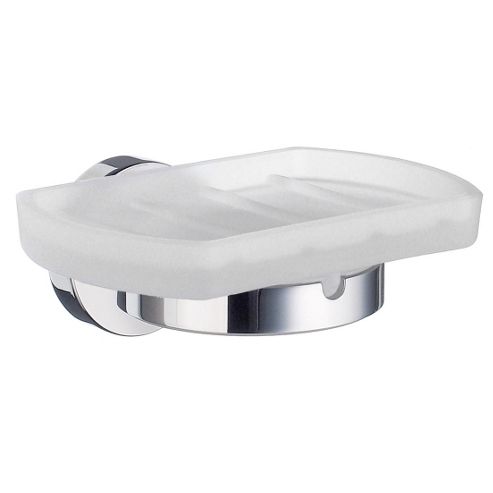 Image of Smedbo Home Holder With Frosted Glass Soap Dish - Polished Chrome