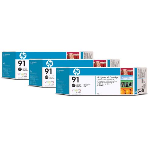 Image of Hp 91 3-pack 775-ml Photo Black Ink Cartridges