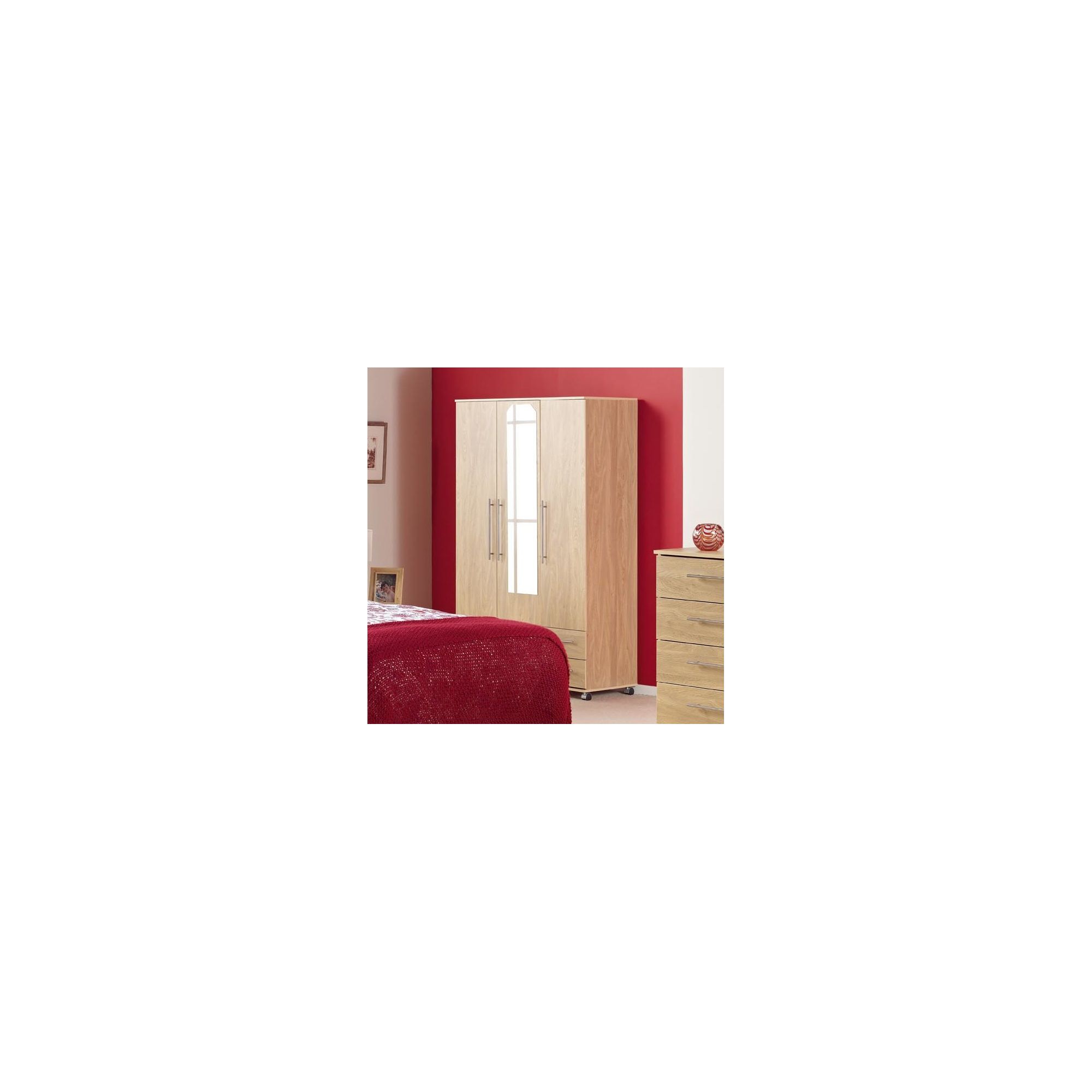 Ideal Furniture Bobby Triple Wardrobe with Two Drawer and Mirror - White at Tesco Direct