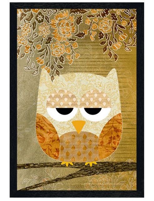 Image of Black Wooden Framed Grumpy Owl Poster