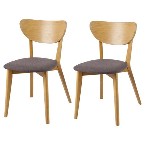 Image of Stockholm Pair Of Chairs, Oak & Linen Effect Mocha