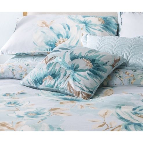 Image of Catherine Lansfield Home Designer Collection Duckegg Flora Cushion Cover