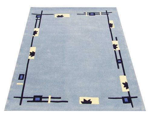 Image of Premier Housewares Blue / Cream High Tufted Rug - 140 Cm X 200 Cm (4 Ft 6 In X 6 Ft 6 In)