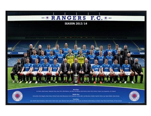 Image of Rangers Football Club Gloss Black Framed Team Photo 2013/14 Poster