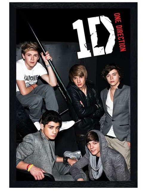 Image of One Direction Black Wooden Framed Lounging On The Stairs 1d Poster