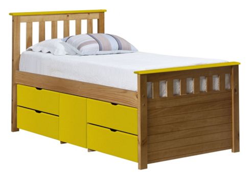Image of Captains Ferrara Storage Bed 3ft Antique With Lime Details