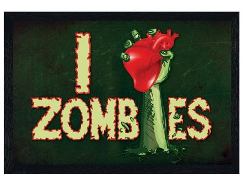 Image of Black Wooden Framed I Love Zombies Poster
