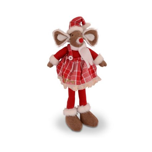 Image of Sitting Female Handmade Christmas Fabric Mouse Ornament
