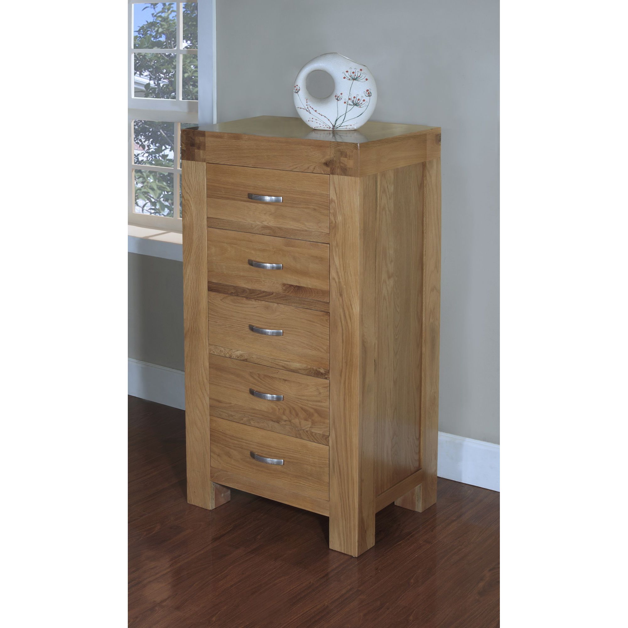 Hawkshead Rustic Oak Blonde Wellington Chest of 5 Drawers at Tesco Direct