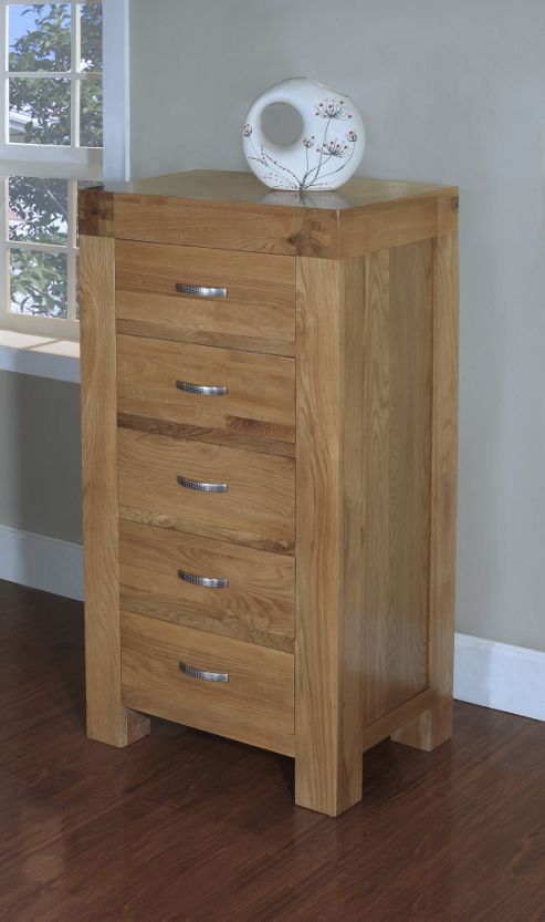 Image of Hawkshead Rustic Oak Blonde Wellington Chest Of 5 Drawers