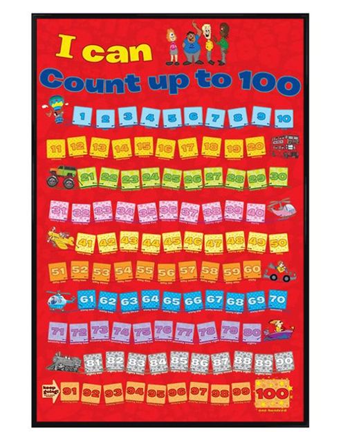 Image of Number Fun Gloss Black Framed I Can Count To 100 Poster