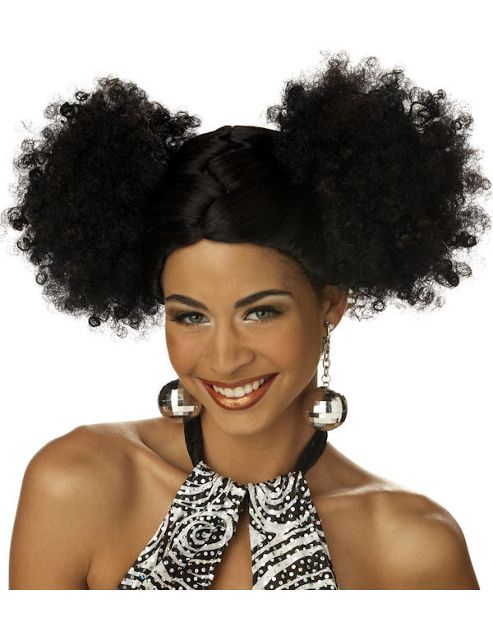 Image of Adult Discopuffs Black Wig