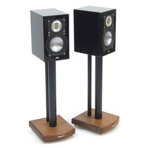 Image of Moseco 5 Black And Dark Oak Speaker Stands