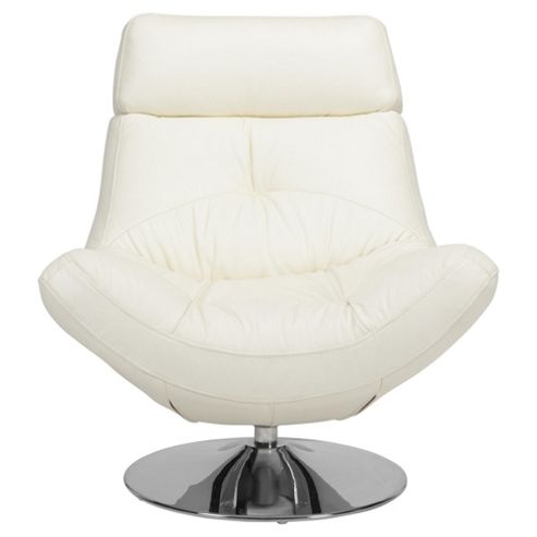 Image of Swivel Leather Chair White