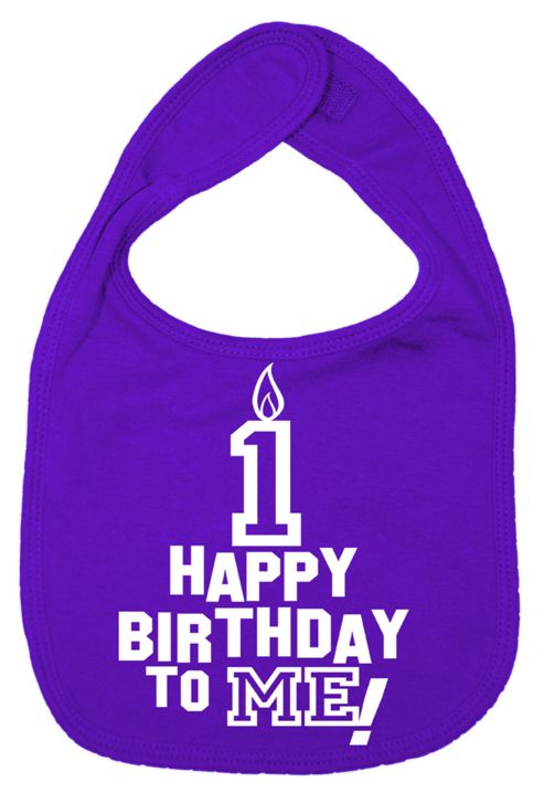 Image of Dirty Fingers Happy 1st Birthday To Me! Baby Bib Purple
