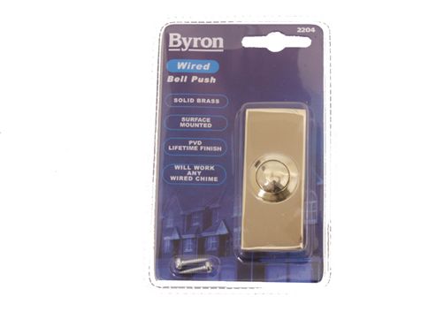 Image of Byron 2204 Wired Bell Push Brass 74x32mm