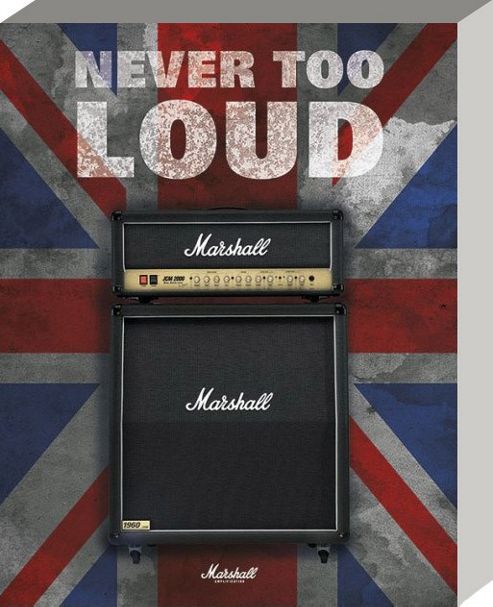 Image of Guitar Chords & Riffs Marshall Amp Never Too Loud Large Canvas Print