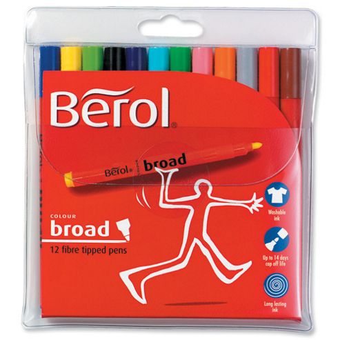 Image of Berol Colour Broad Pen With Washable Ink 1.7mm Line Assorted Ref S0375990 [wallet 12]