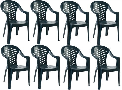 Image of Resol Palma Garden Chair - Green - Patio Outdoor Plastic Furniture (pack Of 8)
