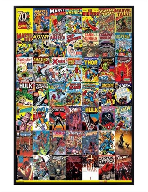 Image of Gloss Black Framed Marvel Comics 70th Anniversary Poster