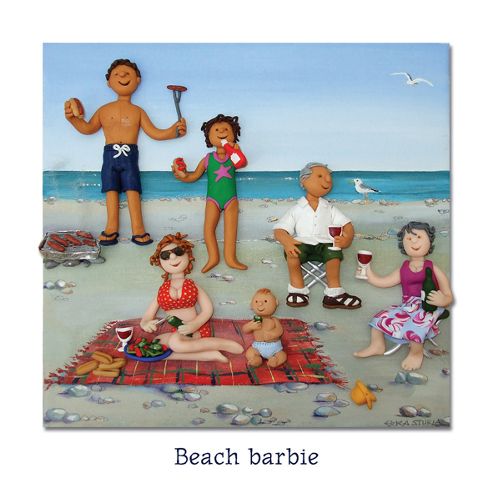 Image of Holy Mackerel Beach Barbie Greetings Card