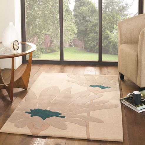 Image of The Peaks Alton Natural/teal 80x150 Acrylic Rug
