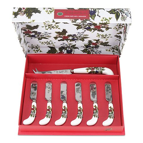 Image of Portmeirion The Holly And The Ivy Cheese Knife & 6 Spreaders Set