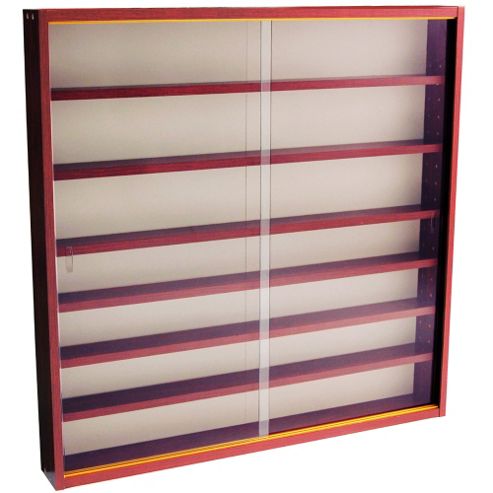 Image of 6 Shelf Glass Wall Display Cabinet - Mahogany