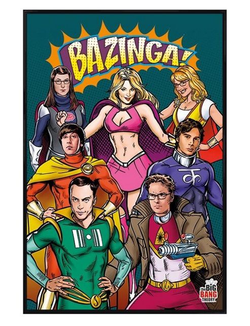 Image of Gloss Black Framed The Big Bang Theory Superheroes Poster