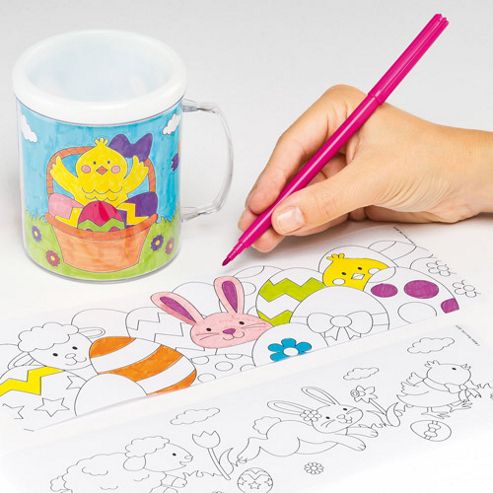 Image of Easter Colour-in Mugs (pack Of 4)