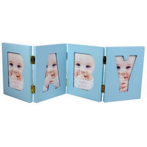 Image of Folding Free Standing 4 Photo Frame - Blue