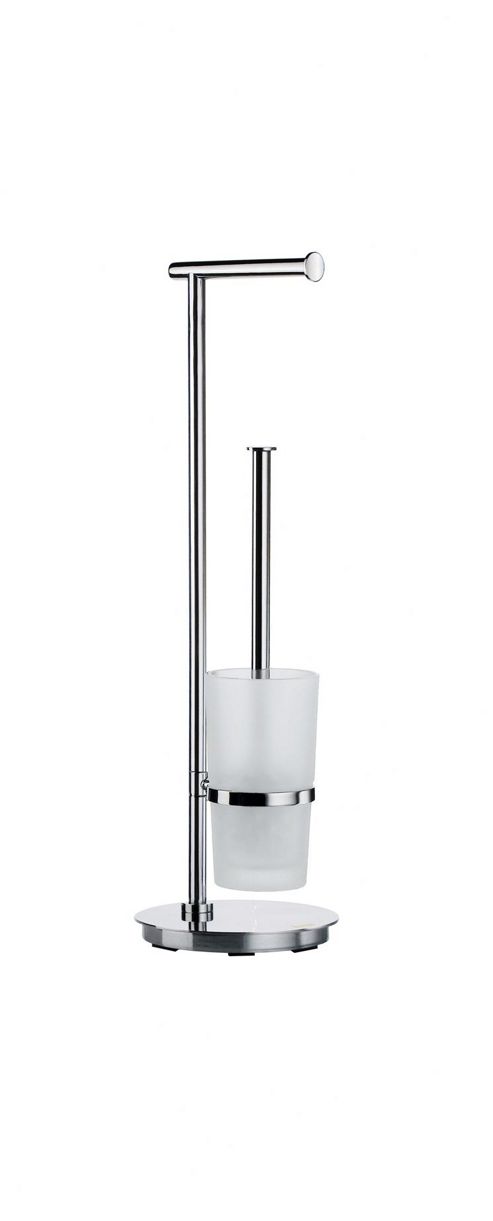 Image of Smedbo Outline Toilet Roll Holder/ Toilet Brush In Polished Stainless Steel