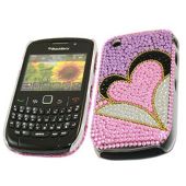 Purple Pink Silver Gold Hearts FunkGem Back Cover Case - BlackBerry 8520 Curve, 9300 3G