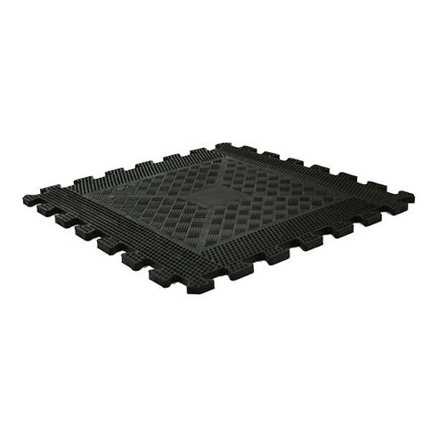 Image of Bodymax Rubber Interlocking Floor Mats - Black 500mm X 500mm X 12mm Thick - Single Mat