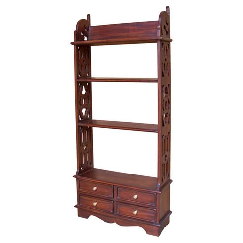 Image of Lock Stock And Barrel Mahogany 4 Drawer Bookcase / Wall Rack In Mahogany