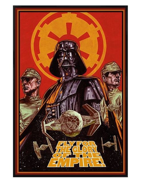 Image of Star Trek Star Wars Gloss Black Framed Fly For The Glory Of The Empire Poster