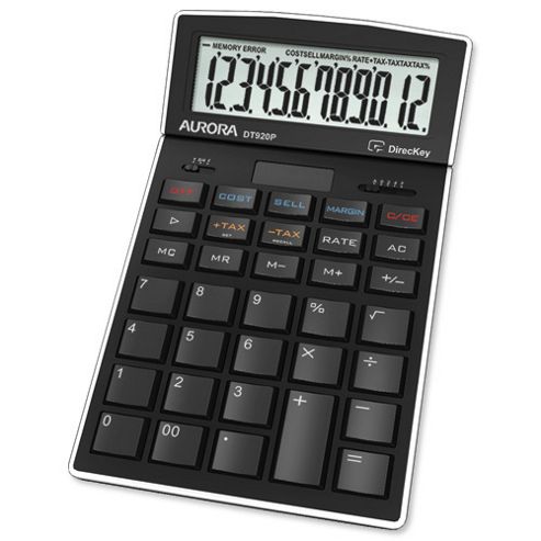 Image of Aurora Dt920p Desk Calculator Battery/solar Power 12 Digit Tax Keys Ref Dt920p