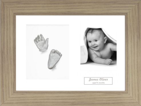Image of 3d Baby Casting Kit - Oak Effect Frame - Silver Paint