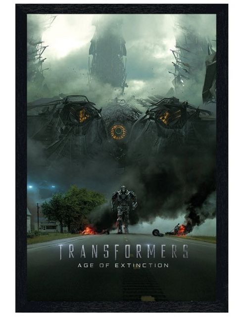 Image of Black Wooden Framed Transformers 4 Age Of Extinction Poster