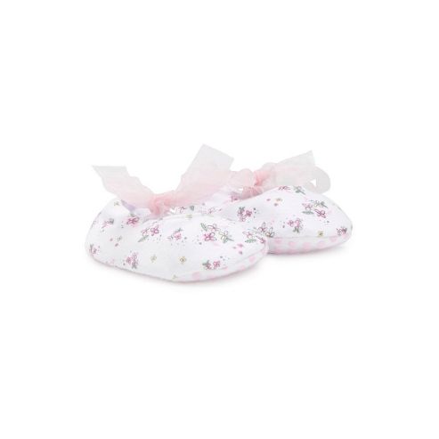 Image of Pink Floral Ribbon Booties - White