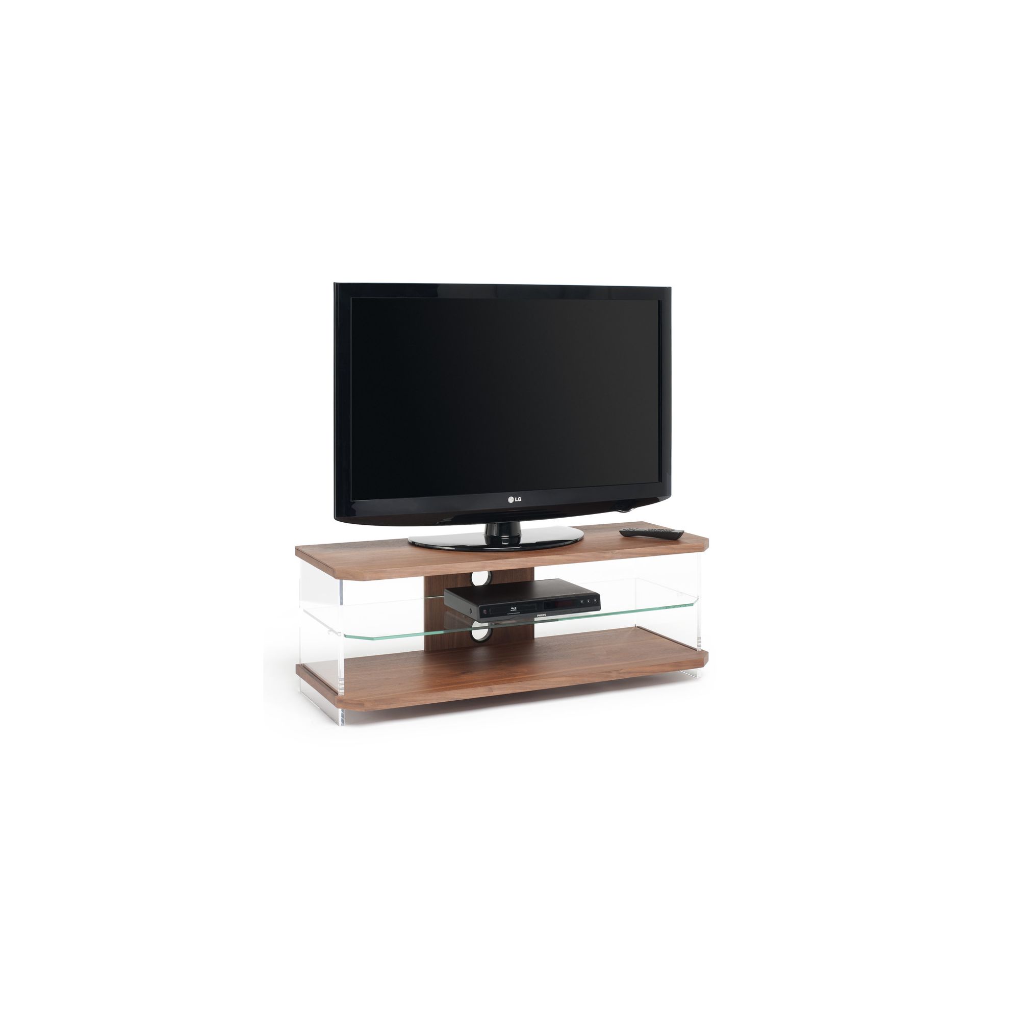 Techlink Air Acrylic and Glass 55'' TV Stand - Walnut at Tesco Direct