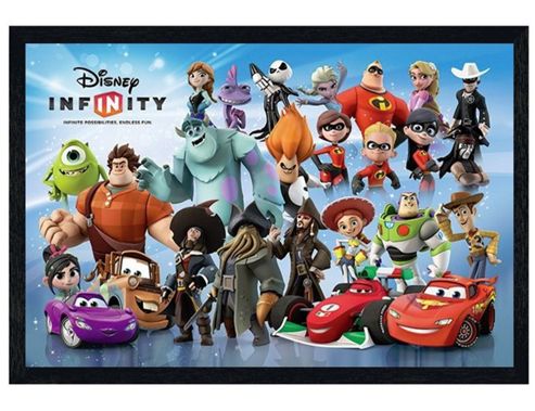 Image of Black Wooden Framed Disney Infinity Character Montage Poster