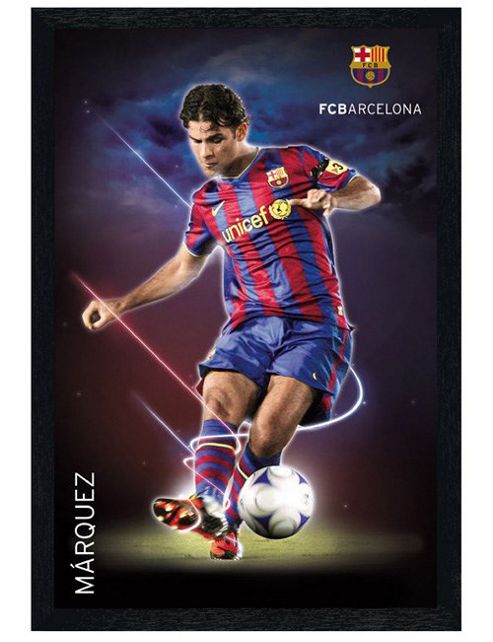 Image of Barcelona Fc Black Wooden Framed Rafael Marquez Alvarez Bfc Poster