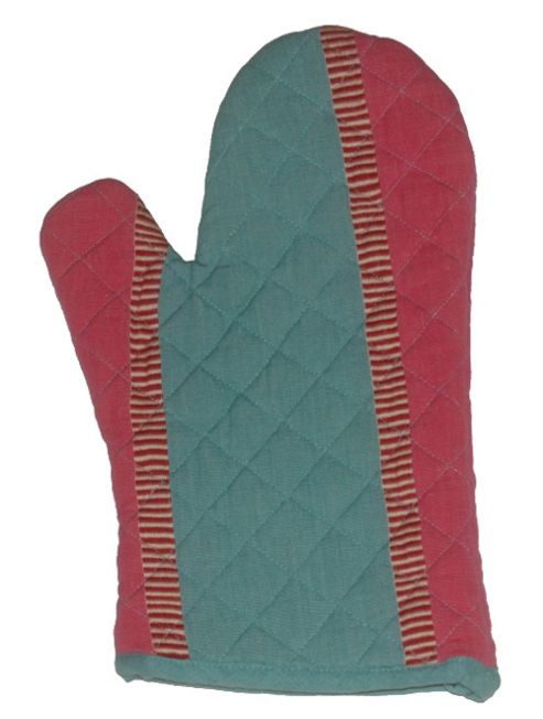 Image of Sterck Zaika Pink & Green Stripe Oven Mitt