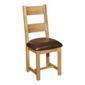 Hawkshead Calgary Solid Oak Dining Chair with Chocolate Leather Seat Pad (Set of 2)