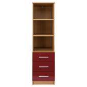 Jazz 3 Drawer Storage Unit Oak & Red Gloss