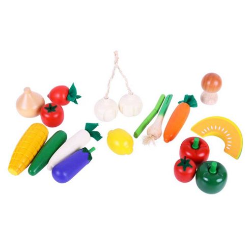 Image of Santoys St020 Wooden Play Food (17 Pieces) Vegetables In Net