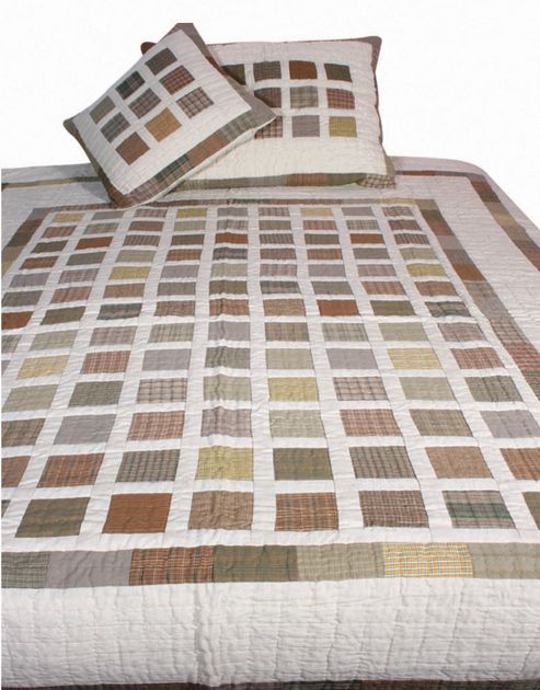 Image of Woven Magic Simple Blocks Natural Plaids Quilt - Twin